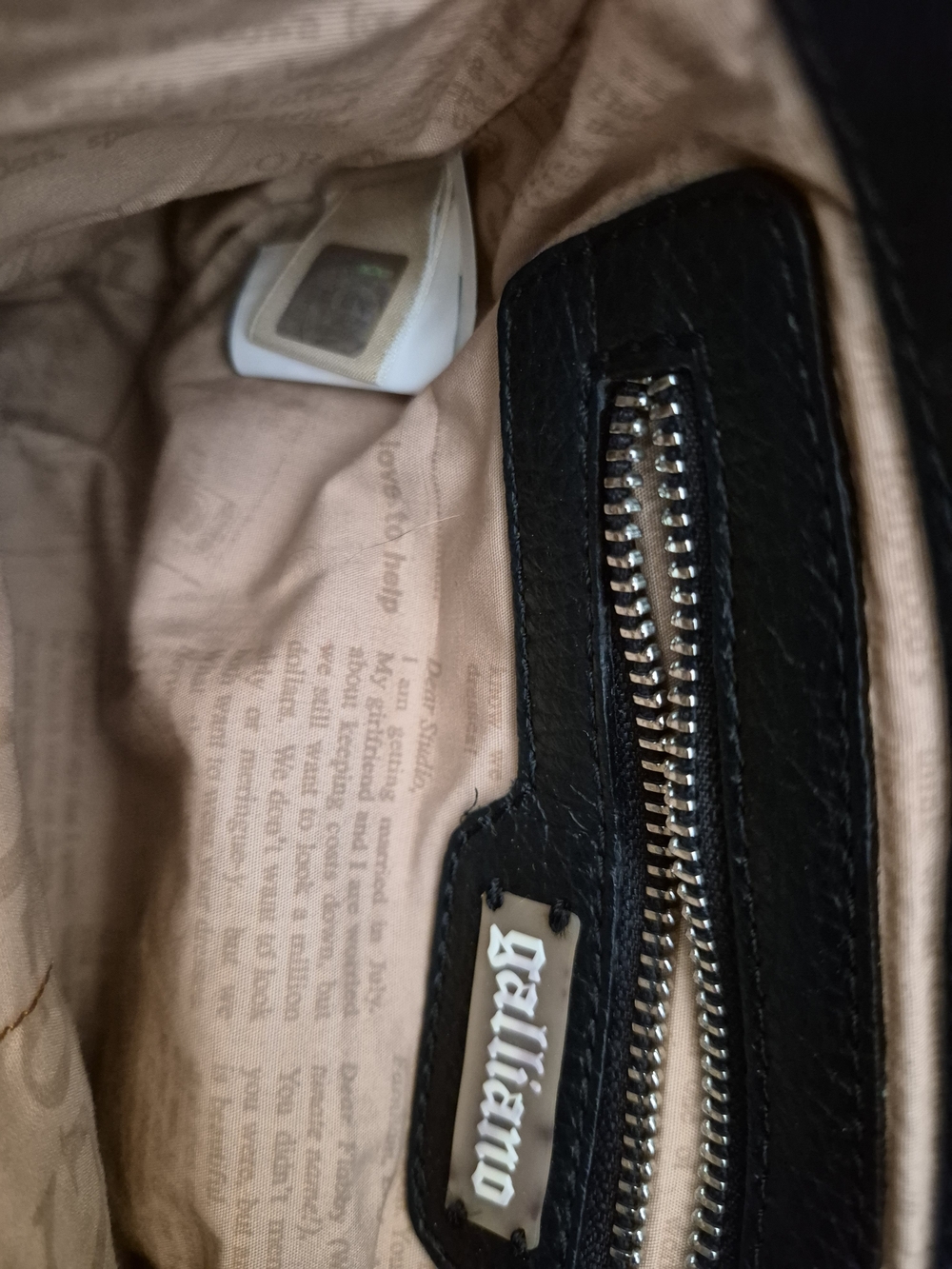 Galliano LOGO Vintage Bowling Bag.  Tan & Black Twist Lock Leather Bag, - Picture 15 of 16